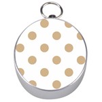 Polka Dots - Tan Brown on White Silver Compass