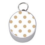 Polka Dots - Tan Brown on White Silver Compass (Mini)