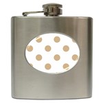 Polka Dots - Tan Brown on White Hip Flask (6 oz)