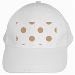 Polka Dots - Tan Brown on White White Cap