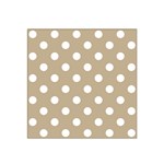 Polka Dots - White on Khaki Brown Satin Bandana Scarf