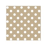 Polka Dots - White on Khaki Brown Small Satin Scarf  (Square)