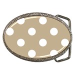 Polka Dots - White on Khaki Brown Belt Buckle