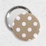 Polka Dots - White on Khaki Brown 2.25  Handbag Mirror