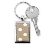 Polka Dots - White on Khaki Brown Key Chain (Rectangle)