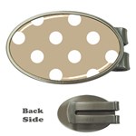 Polka Dots - White on Khaki Brown Money Clip (Oval)