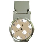 Polka Dots - White on Khaki Brown Money Clip Watch