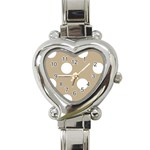Polka Dots - White on Khaki Brown Heart Italian Charm Watch