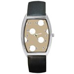 Polka Dots - White on Khaki Brown Barrel Style Metal Watch