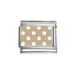 Polka Dots - White on Khaki Brown Italian Charm (9mm)