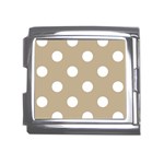 Polka Dots - White on Khaki Brown Mega Link Italian Charm (18mm)