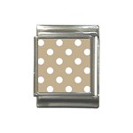Polka Dots - White on Khaki Brown Italian Charm (13mm)