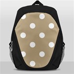 Polka Dots - White on Khaki Brown Backpack Bag