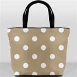 Polka Dots - White on Khaki Brown Bucket Bag