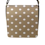 Polka Dots - White on Khaki Brown Flap Closure Messenger Bag (L)