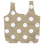 Polka Dots - White on Khaki Brown Full Print Recycle Bag (XL)