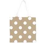 Polka Dots - White on Khaki Brown Grocery Light Tote Bag