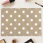 Polka Dots - White on Khaki Brown Cosmetic Bag (XXL)