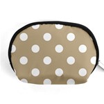 Polka Dots - White on Khaki Brown Accessory Pouch (Medium)