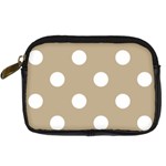 Polka Dots - White on Khaki Brown Digital Camera Leather Case
