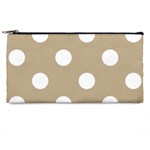Polka Dots - White on Khaki Brown Pencil Case