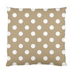 Polka Dots - White on Khaki Brown Standard Cushion Case (Two Sides)