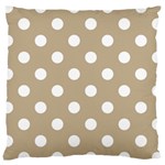 Polka Dots - White on Khaki Brown Large Cushion Case (One Side)