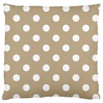 Polka Dots - White on Khaki Brown Large Flano Cushion Case (One Side)