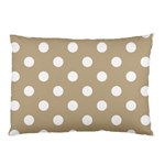 Polka Dots - White on Khaki Brown Pillow Case (One Side)