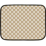 Polka Dots - White on Khaki Brown Double Sided Fleece Blanket (Mini)
