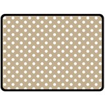 Polka Dots - White on Khaki Brown Fleece Blanket (Large) (One Side)