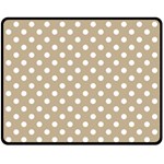 Polka Dots - White on Khaki Brown Fleece Blanket (Medium) (One Side)