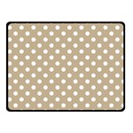 Polka Dots - White on Khaki Brown Fleece Blanket (Small) (One Side)