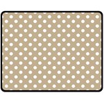 Polka Dots - White on Khaki Brown Double Sided Fleece Blanket (Medium) (Two Sides)
