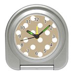 Polka Dots - White on Khaki Brown Desk Alarm Clock