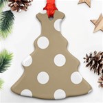 Polka Dots - White on Khaki Brown Ornament (Christmas Tree)