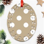 Polka Dots - White on Khaki Brown Ornament (Bell) Ornament (Oval Filigree)