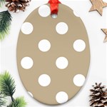 Polka Dots - White on Khaki Brown Ornament (Oval)
