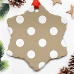 Polka Dots - White on Khaki Brown Ornament (Snowflake)
