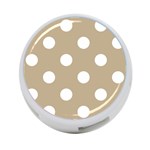 Polka Dots - White on Khaki Brown 4-Port USB Hub (Two Sides)