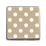 Polka Dots - White on Khaki Brown Memory Card Reader (Square)