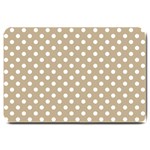 Polka Dots - White on Khaki Brown Large Doormat