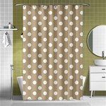 Polka Dots - White on Khaki Brown Shower Curtain 48  x 72  (Small)