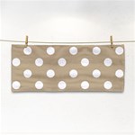 Polka Dots - White on Khaki Brown Hand Towel