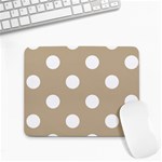 Polka Dots - White on Khaki Brown Small Mousepad