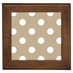 Polka Dots - White on Khaki Brown Framed Tile