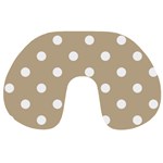 Polka Dots - White on Khaki Brown Travel Neck Pillow