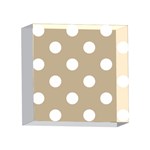 Polka Dots - White on Khaki Brown 4 x 4  Acrylic Photo Block