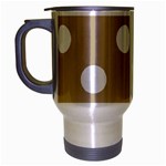 Polka Dots - White on Khaki Brown Travel Mug (Silver Gray)