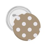 Polka Dots - White on Khaki Brown 2.25  Button